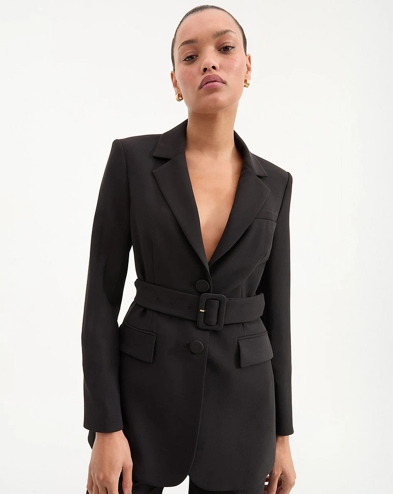 Ryanne Belted Dickey Jacket in Black | Veronica Beard