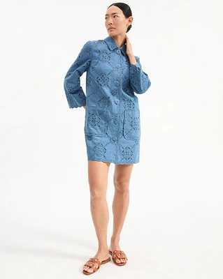 Erilyn Eyelet Shirtdress in Blue Denim | Veronica Beard