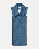 Gretel Eyelet Dickey Blue Denim | Veronica Beard