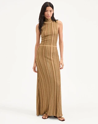 Anna Knit Dress in Gold/Bronze | Veronica Beard