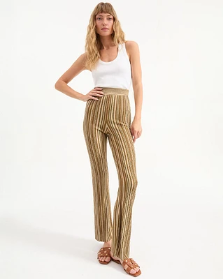 Massaro Striped Pants in Gold & Bronze | Veronica Beard