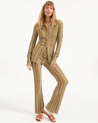 Massaro Striped Pants in Gold & Bronze | Veronica Beard