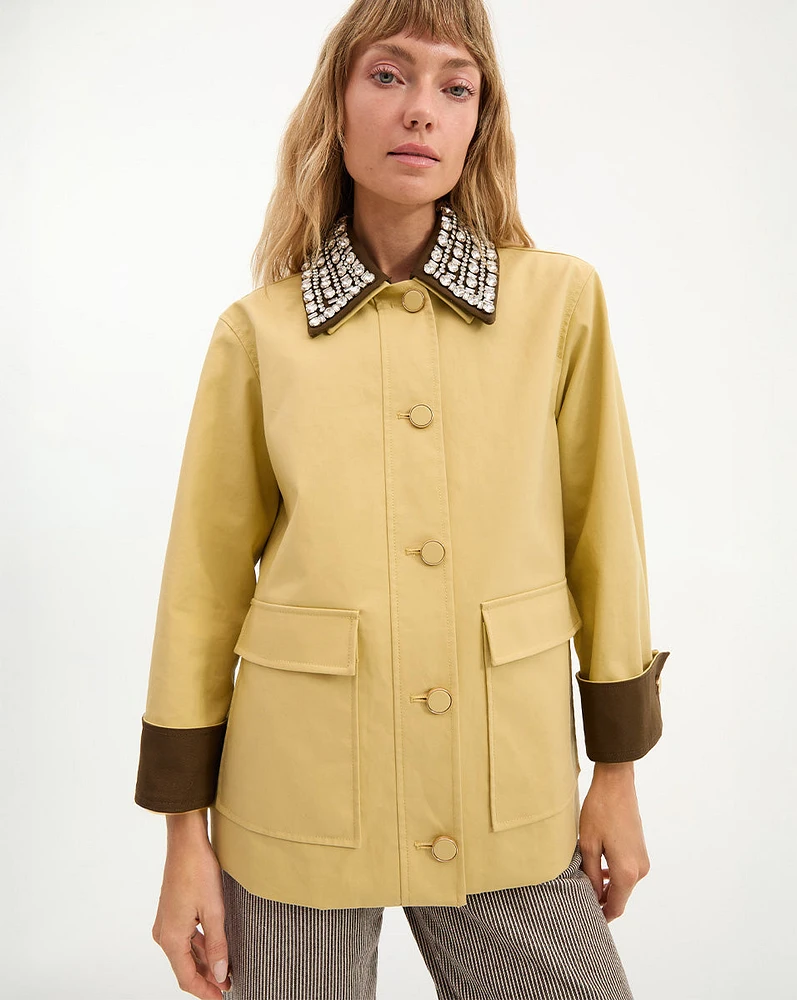 Arlen Dickey Coat in Yellow | Rhinestone Coat | Veronica Beard