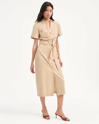 Tabby Midi Dress in Stone Khaki | Veronica Beard