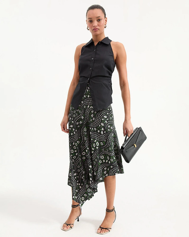 Rosemary Silk Skirt in Black Floral | Veronica Beard