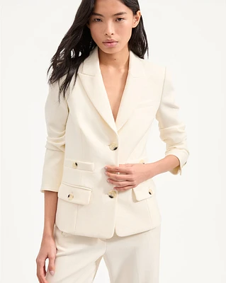 Terre Cropped Dickey Jacket in White | Veronica Beard