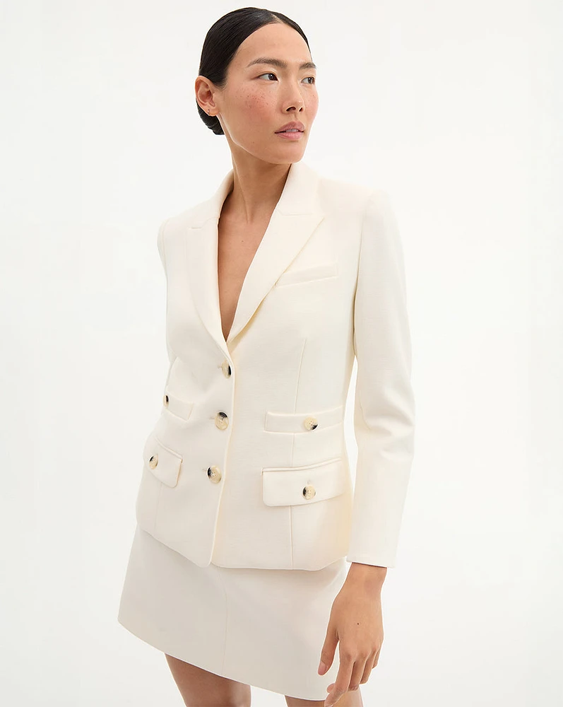 Cropped Terre Dickey Jacket in Off-White | Veronica Beard