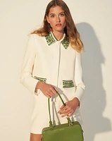 Imogen Embellished Cropped Jacket in White | Veronica Beard