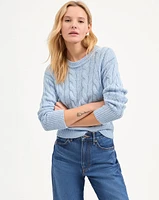 Eleanor Cable Knit Pullover in Light Blue | Veronica Beard