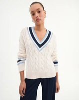 Lachlen Cable Knit Sweater in White | Veronica Beard