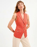 Benny Linen Vest in Coral | Veronica Beard