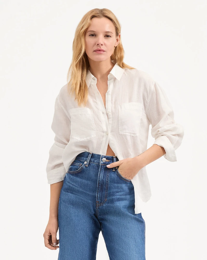 Gil Linen Shirt in White | Veronica Beard