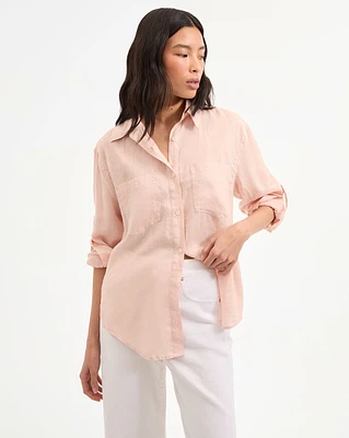 Gil Linen Shirt in Pink | Veronica Beard