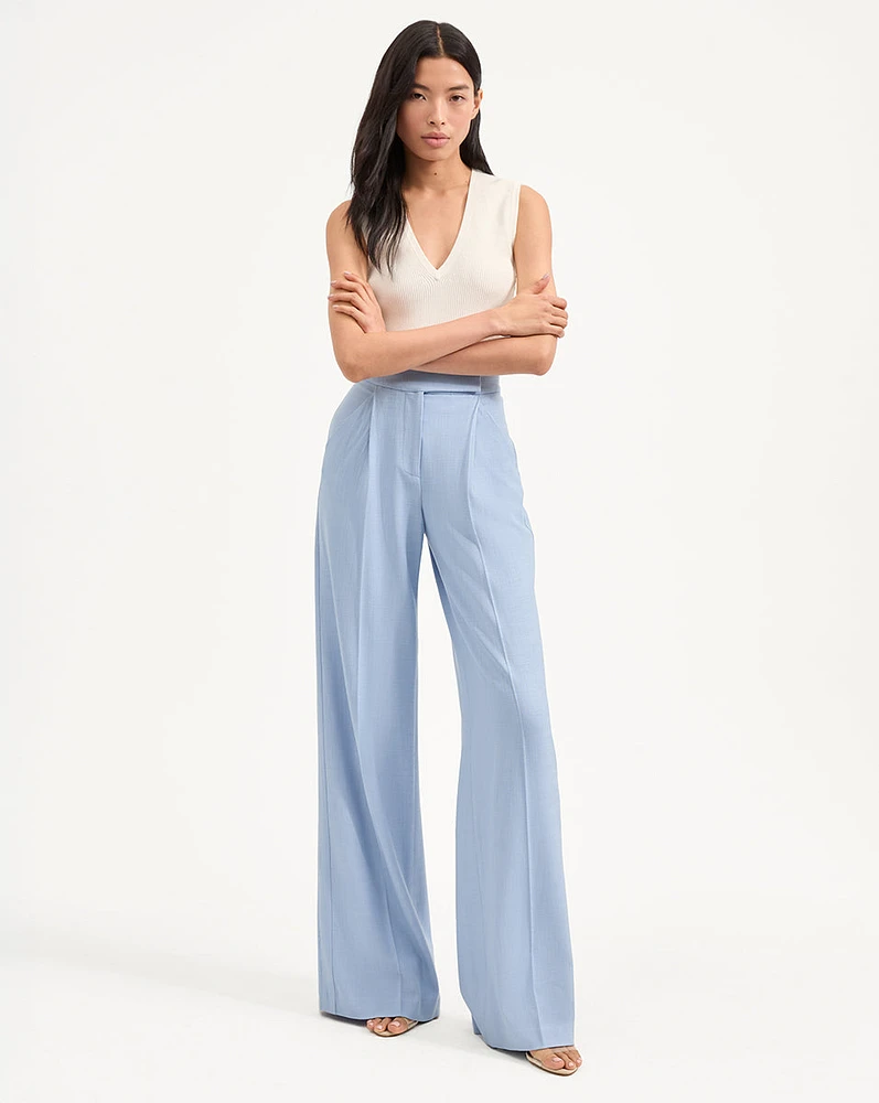 Marbeau Wide-Leg Pant in Light Blue | Veronica Beard