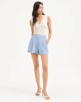 Elbe Pleated Shorts in Light Blue | Veronica Beard