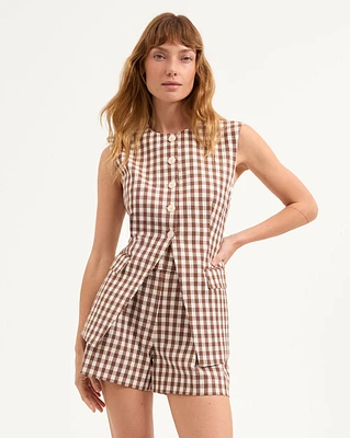 Lois Gingham Seersucker Vest in Light Chicory/Dove | Veronica Beard