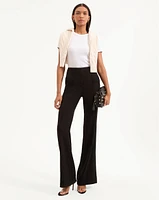 Komi Stretch-Linen Pant in Black | Veronica Beard