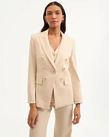 Gaya Metallic Pinstripe Dickey Jacket in Natural/Gold | Veronica Beard