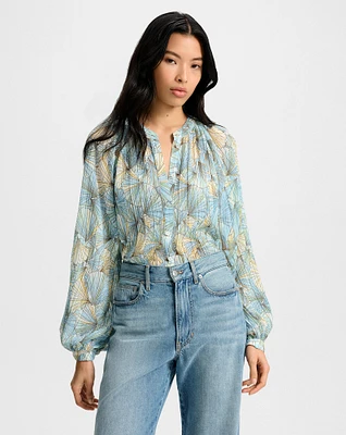 Fennel Pleated Blouse in Powder Blue Multi | Veronica Beard