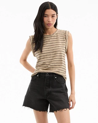 Dree Muscle Tee in Stone Khaki/Black | Veronica Beard