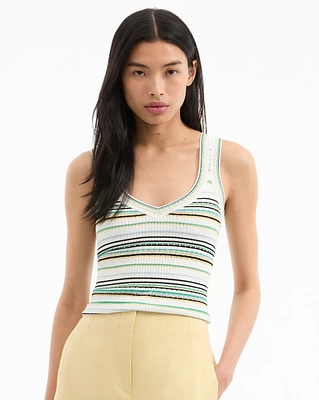 Carlin Knit Tank Top in Off-White Multi | Veronica Beard