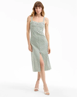 Colleen Stretch-Linen Midi Dress in Dove Multi | Veronica Beard
