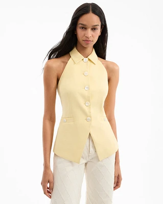 Orlinda Halter Neck Vest in Chamomile | Veronica Beard
