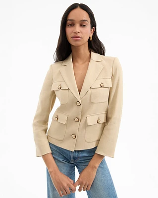 Schuyler Flap-Pocket Jacket in Stone Khaki | Veronica Beard