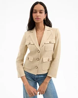 Schuyler Flap-Pocket Jacket in Stone Khaki | Veronica Beard