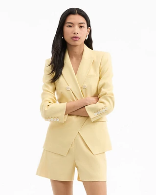 Miller Stretch-Linen Dickey Jacket in Yellow Chamomile | Veronica Beard