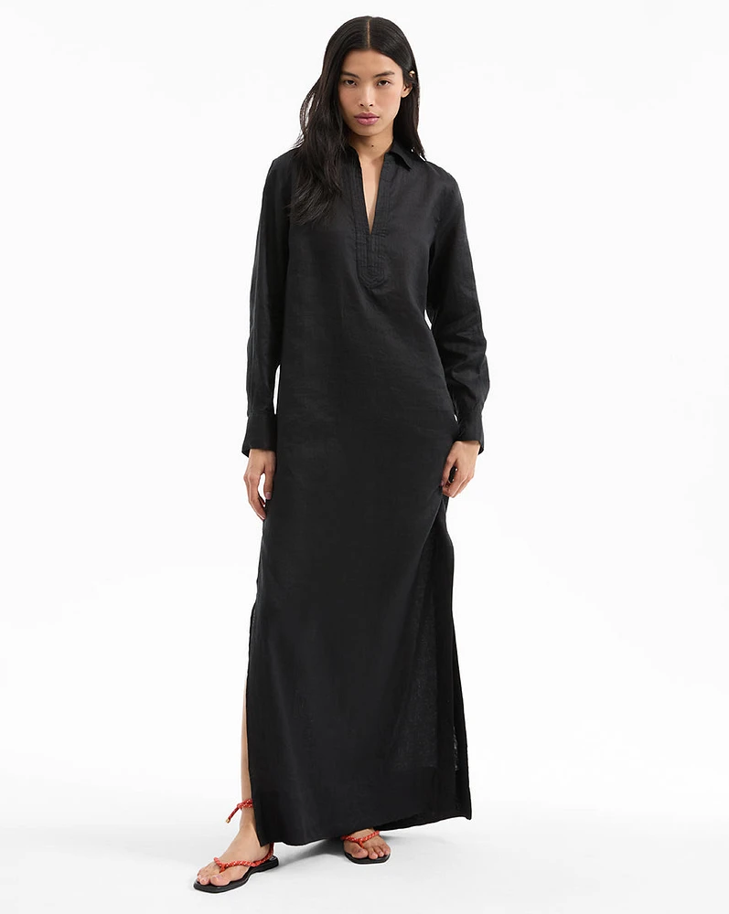 Moore Linen Maxi Dress in Black | Veronica Beard