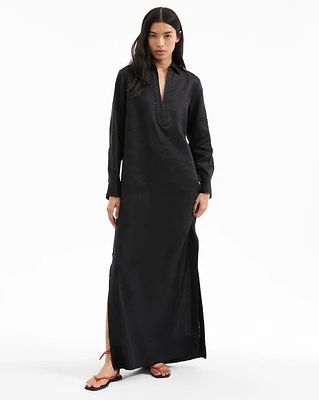 Moore Linen Maxi Dress in Black | Veronica Beard