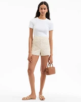 Jazmin Gold-Print Short in Off-White/Gold | Veronica Beard