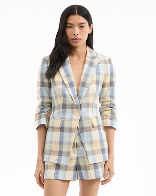 Clayton Plaid Dickey Jacket in Blue & Yellow Powder Blue Multi | Veronica Beard