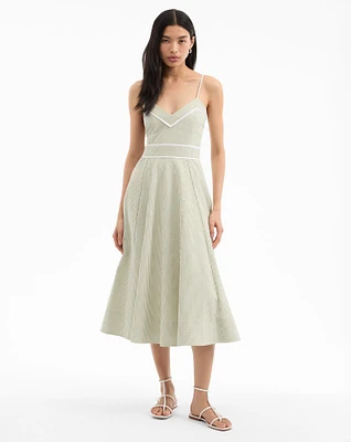 Janis Midi Dress in Lime/Dove | Veronica Beard