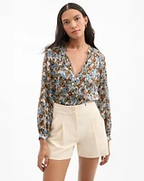 Linds Silk Blouse in Lake Mist Multi | Veronica Beard