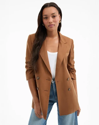 Rupert Double-Breasted Jacket in Whisky | Veronica Beard
