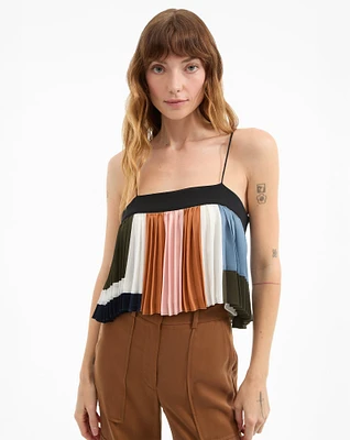 Janie Pleated Top in Dove Multi | Veronica Beard