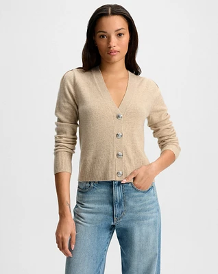 Solene Cashmere Cardigan in Oatmeal | Veronica Beard