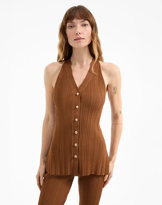 Dax Knit Vest in Dark Whisky | Veronica Beard