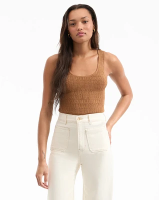 Sandra Knit Tank Top in Whisky | Veronica Beard