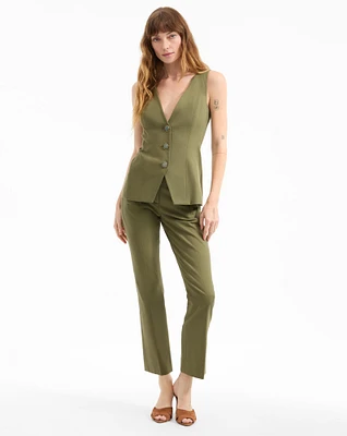 Avalina V-Neck Vest in Stone Army | Veronica Beard