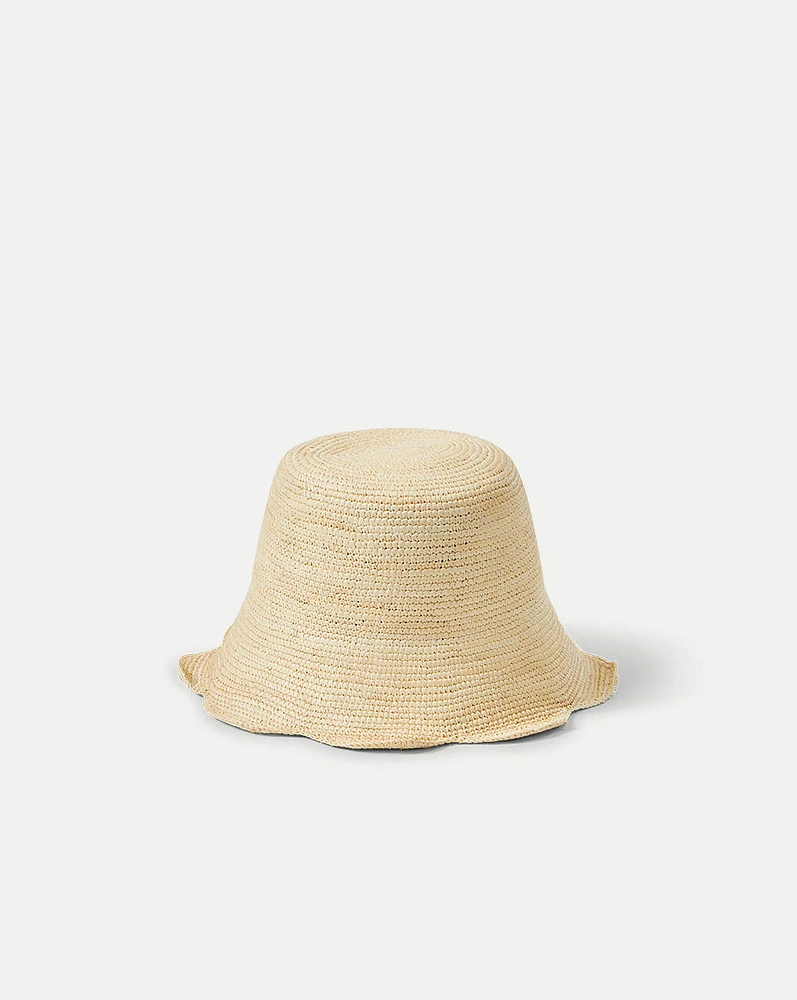 Packable Scallop Bucket Hat in Natural | Veronica Beard