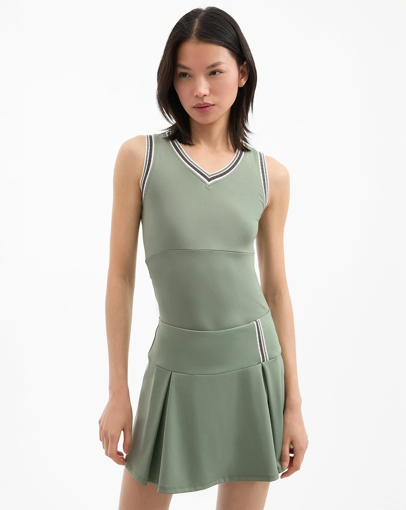 Spin Striped-Trim Tank Top in Thyme | Veronica Beard