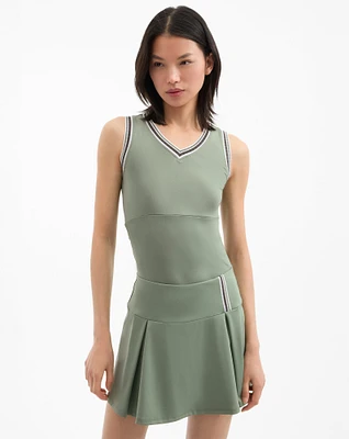 Spin Striped-Trim Tank Top in Thyme | Veronica Beard
