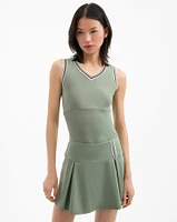 Spin Striped-Trim Tank Top in Thyme | Veronica Beard