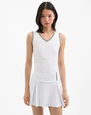 Spin Striped-Trim Tank Top in White | Veronica Beard