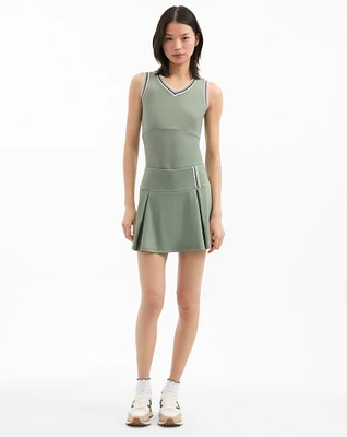 Deuce Pleated Tennis Skort in Thyme | Veronica Beard