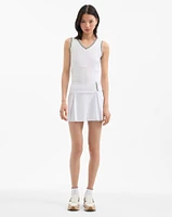 Deuce Pleated Tennis Skort in White | Veronica Beard
