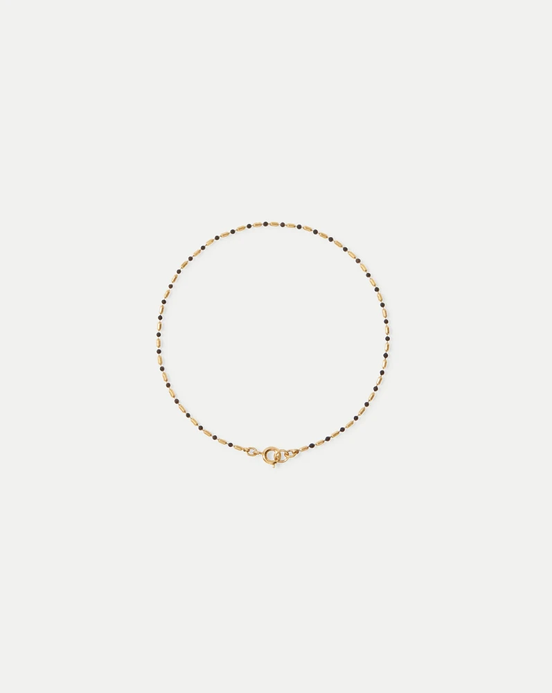 Enamel Bead Chain Anklet in Black | Veronica Beard